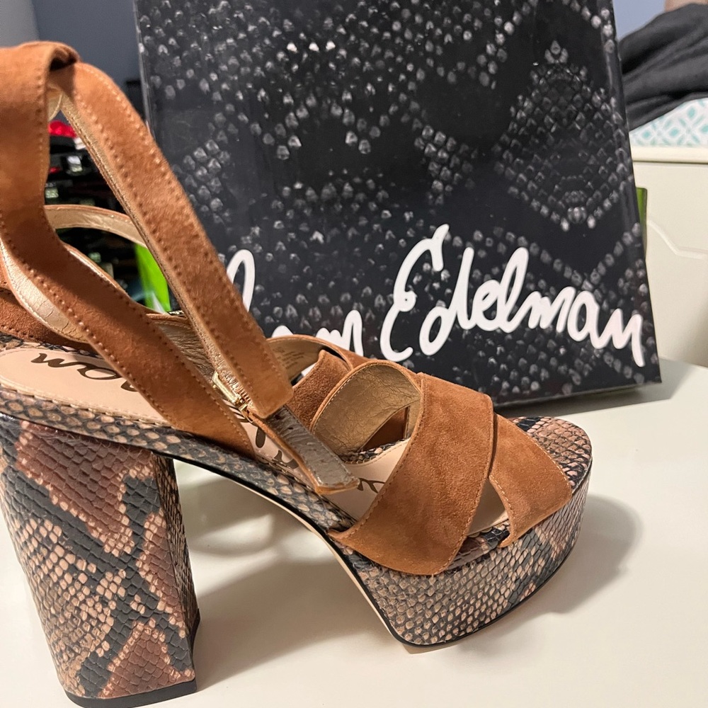 Sam Edleman Mara Suede Leather Platform Sandals Size 8